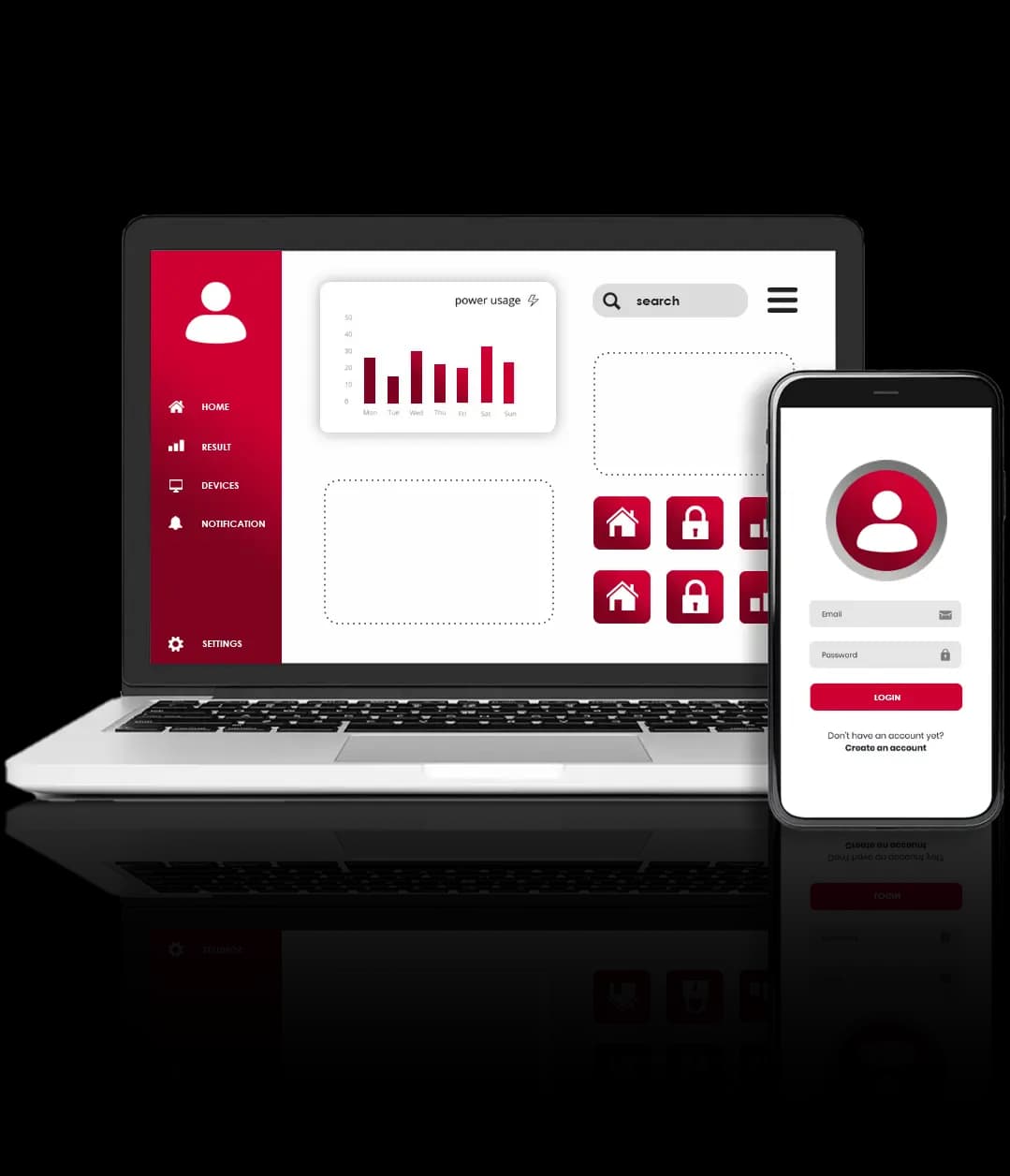 Nowoczesna aplikacja mobilna i strona internetowa dla firm – interfejs użytkownika na laptopie i smartfonie